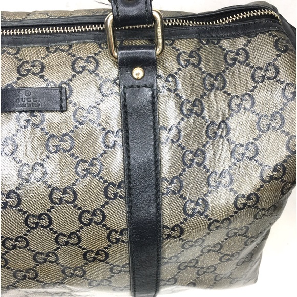 Authentic Gucci silver monogram Boston satchel Bag - Picture 9 of 16